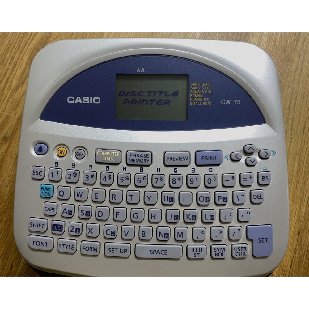 Casio CW-75 CD DVD Disc Title Printer - Machine Only - No Power Adapter